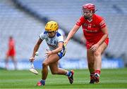 23 July 2022; Niamh Rockett of Waterford in action against Chloe Sigerson of Cork during the Glen Dimplex Senior Camogie All-Ireland Championship Semi-Final match between Cork and Waterford at Croke Park in Dublin. Photo by Piaras Ó Mídheach/Sportsfile
