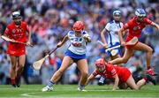 23 July 2022; Róisín Kirwan of Waterford gets away from Libby Coppinger of Cork during the Glen Dimplex Senior Camogie All-Ireland Championship Semi-Final match between Cork and Waterford at Croke Park in Dublin. Photo by Piaras Ó Mídheach/Sportsfile