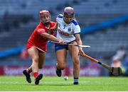 23 July 2022; Iona Heffernanof Waterford in action against Fiona Keating of Cork during the Glen Dimplex Senior Camogie All-Ireland Championship Semi-Final match between Cork and Waterford at Croke Park in Dublin. Photo by Piaras Ó Mídheach/Sportsfile