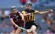 23 July 2022; Steffi Fitzgerald of Kilkenny in action against Aoife Donohue of Galway during the Glen Dimplex Senior Camogie All-Ireland Championship Semi-Final match between Galway and Kilkenny at Croke Park in Dublin. Photo by Piaras Ó Mídheach/Sportsfile