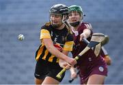 23 July 2022; Tiffany Fitzgerald of Kilkenny in action against Sabina Rabbitte of Galway during the Glen Dimplex Senior Camogie All-Ireland Championship Semi-Final match between Galway and Kilkenny at Croke Park in Dublin. Photo by Piaras Ó Mídheach/Sportsfile