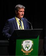23 July 2022; Jozef Kliment, UEFA national associations' adviser, addresses the assembly during the annual general meeting of the Football Association of Ireland at the Mansion House in Dublin. Photo by Stephen McCarthy/Sportsfile