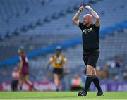 23 July 2022; Referee Andy Larkin during the Glen Dimplex Senior Camogie All-Ireland Championship Semi-Final match between Galway and Kilkenny at Croke Park in Dublin. Photo by Piaras Ó Mídheach/Sportsfile