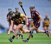 23 July 2022; Tiffany Fitzgerald of Kilkenny in action against Carrie Dolan of Galway during the Glen Dimplex Senior Camogie All-Ireland Championship Semi-Final match between Galway and Kilkenny at Croke Park in Dublin. Photo by Piaras Ó Mídheach/Sportsfile
