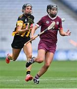23 July 2022; Niamh Kilkenny of Galway in action against Katie Power of Kilkenny during the Glen Dimplex Senior Camogie All-Ireland Championship Semi-Final match between Galway and Kilkenny at Croke Park in Dublin. Photo by Piaras Ó Mídheach/Sportsfile