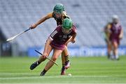23 July 2022; Catherine Finnerty of Galway in action against Michelle Teehan of Kilkenny during the Glen Dimplex Senior Camogie All-Ireland Championship Semi-Final match between Galway and Kilkenny at Croke Park in Dublin. Photo by Piaras Ó Mídheach/Sportsfile