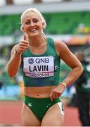 23 July 2022; Sarah Lavin of Ireland after finishing third in her women's 100m hurdles heat during day nine of the World Athletics Championships at Hayward Field in Eugene, Oregon, USA. Photo by Sam Barnes/Sportsfile