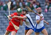 23 July 2022; Hannah Looney of Cork in action against Keeley Corbett-Barry during the Glen Dimplex Senior Camogie All-Ireland Championship Semi-Final match between Cork and Waterford at Croke Park in Dublin. Photo by Piaras Ó Mídheach/Sportsfile
