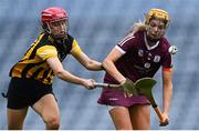23 July 2022; Sarah Dervan of Galway in action against Sophie Dwyer of Kilkenny during the Glen Dimplex Senior Camogie All-Ireland Championship Semi-Final match between Galway and Kilkenny at Croke Park in Dublin. Photo by Piaras Ó Mídheach/Sportsfile
