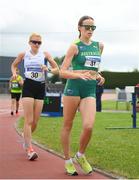 23 July 2022; Allanah Pitcher of Australia leading Kate Veale of West Waterford A.C. competing in the Senior 3000m Walk during day one of the AAI Games and Combined Events Track and Field Championships at Tullamore, Offaly. Photo by George Tewkesbury/Sportsfile