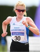 23 July 2022; Kate Veale of West Waterford A.C. competing in the Senior 3000m Walk during day one of the AAI Games and Combined Events Track and Field Championships at Tullamore, Offaly. Photo by George Tewkesbury/Sportsfile