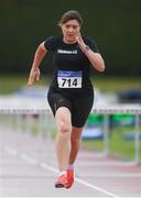 23 July 2022; Shirley Fennelly of Tramore A.C., Waterford competing in the VET 50 Pentathlon during day one of the AAI Games and Combined Events Track and Field Championships at Tullamore, Offaly. Photo by George Tewkesbury/Sportsfile