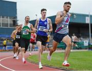 23 July 2022; Aengus Meldon of Dundrum South Dublin A.C., left, leading, Joseph Fogarty of Celtic DCH A.C. competing in the Senior 800m during day one of the AAI Games and Combined Events Track and Field Championships at Tullamore, Offaly. Photo by George Tewkesbury/Sportsfile