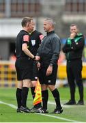 23 July 2022; Referee Derek Michael Tomney, left, and fourth official Sean Grant during the SSE Airtricity League Premier Division match between Shamrock Rovers and Drogheda United at Tallaght Stadium in Dublin. Photo by Seb Daly/Sportsfile