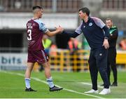 23 July 2022; Drogheda United manager Kevin Doherty and Evan Weir during the SSE Airtricity League Premier Division match between Shamrock Rovers and Drogheda United at Tallaght Stadium in Dublin. Photo by Seb Daly/Sportsfile