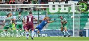 23 July 2022; Roberto Lopes of Shamrock Rovers, right, clears the ball off the line during the SSE Airtricity League Premier Division match between Shamrock Rovers and Drogheda United at Tallaght Stadium in Dublin. Photo by Seb Daly/Sportsfile