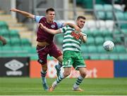 23 July 2022; Dylan Watts of Shamrock Rovers and Dayle Rooney of Drogheda United during the SSE Airtricity League Premier Division match between Shamrock Rovers and Drogheda United at Tallaght Stadium in Dublin. Photo by Seb Daly/Sportsfile