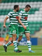 23 July 2022; Roberto Lopes, left, and Neil Farrugia of Shamrock Rovers during the SSE Airtricity League Premier Division match between Shamrock Rovers and Drogheda United at Tallaght Stadium in Dublin. Photo by Seb Daly/Sportsfile