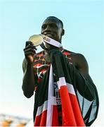 23 July 2022; Emmanuel Kipkurui Korir of Kenya celebrates after winning the men's 800m final during day nine of the World Athletics Championships at Hayward Field in Eugene, Oregon, USA. Photo by Sam Barnes/Sportsfile