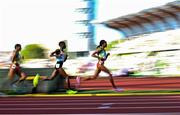23 July 2022; Gudaf Tsegay of Ethiopa, right, on her way to winning the women's 5000m final during day nine of the World Athletics Championships at Hayward Field in Eugene, Oregon, USA. Photo by Sam Barnes/Sportsfile