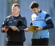20 March 2022; Dublin manager Adrian O'Sullivan and technical coach Donie Fox, right, during the Littlewoods Ireland Camogie League Division 1 match between Dublin and Down at Croke Park in Dublin. Photo by Stephen McCarthy/Sportsfile