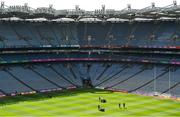 24 July 2022; Ground staff work on the pitch before the GAA Football All-Ireland Senior Championship Final match between Kerry and Galway at Croke Park in Dublin. Photo by Ramsey Cardy/Sportsfile