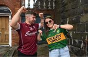 24 July 2022; Galway supporter Barry Goldrick from Claregalway, Galway and Kerry supporter Carla Hanafin from Tralee, Kerry, before the GAA Football All-Ireland Senior Championship Final match between Kerry and Galway at Croke Park in Dublin. Photo by Harry Murphy/Sportsfile