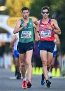 24 July 2022; Brendan Boyce of Ireland, left, and Vít Hlavác of Czech Republic compete in the men's 35km walk final during day ten of the World Athletics Championships at Hayward Field in Eugene, Oregon, USA. Photo by Sam Barnes/Sportsfile