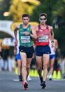 24 July 2022; Brendan Boyce of Ireland, left, and Vít Hlavác of Czech Republic compete in the men's 35km walk final during day ten of the World Athletics Championships at Hayward Field in Eugene, Oregon, USA. Photo by Sam Barnes/Sportsfile