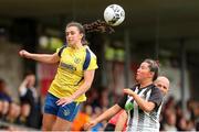 24 July 2022; Alison O'Connell of Douglas Hall in action against Tara Berrigan of Whitehall Rangers during the FAI Women’s Intermediate Cup Final 2022 match between Douglas Hall LFC and Whitehall Rangers at Turners Cross in Cork. Photo by Michael P Ryan/Sportsfile