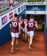 24 July 2022; Non-playing Galway players, all bearing the number 10 on their jersey, make their way to the dressing room before the GAA Football All-Ireland Senior Championship Final match between Kerry and Galway at Croke Park in Dublin. Photo by Stephen McCarthy/Sportsfile