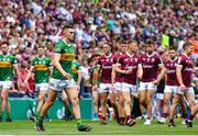 24 July 2022; Seán O'Shea of Kerry leads his team during the parade before the GAA Football All-Ireland Senior Championship Final match between Kerry and Galway at Croke Park in Dublin. Photo by David Fitzgerald/Sportsfile