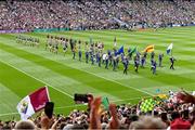 24 July 2022; Both teams parade behind the Artane Band before the GAA Football All-Ireland Senior Championship Final match between Kerry and Galway at Croke Park in Dublin. Photo by Piaras Ó Mídheach/Sportsfile