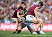 24 July 2022; David Moran of Kerry in action against Johnny Heaney, left, and Paul Conroy of Galway during the GAA Football All-Ireland Senior Championship Final match between Kerry and Galway at Croke Park in Dublin. Photo by David Fitzgerald/Sportsfile