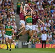 24 July 2022; David Moran of Kerry in action against Kieran Molloy, left, and Paul Conroy of Galway during the GAA Football All-Ireland Senior Championship Final match between Kerry and Galway at Croke Park in Dublin. Photo by Ramsey Cardy/Sportsfile