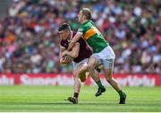 24 July 2022; Johnny Heaney of Galway in action against Stephen O'Brien of Kerry during the GAA Football All-Ireland Senior Championship Final match between Kerry and Galway at Croke Park in Dublin. Photo by Brendan Moran/Sportsfile