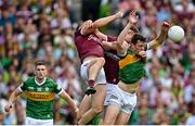 24 July 2022; David Moran of Kerry in action against Kieran Molloy, left, and Paul Conroy of Galway during the GAA Football All-Ireland Senior Championship Final match between Kerry and Galway at Croke Park in Dublin. Photo by Ramsey Cardy/Sportsfile