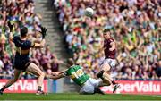 24 July 2022; Johnny Heaney of Galway has a shot on goal despite the attempts of Stephen O'Brien, 12, and Shane Ryan of Kerry during the GAA Football All-Ireland Senior Championship Final match between Kerry and Galway at Croke Park in Dublin. Photo by Brendan Moran/Sportsfile