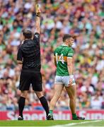 24 July 2022; David Clifford of Kerry is shown a yellow card from referee Sean Hurson during the GAA Football All-Ireland Senior Championship Final match between Kerry and Galway at Croke Park in Dublin. Photo by Stephen McCarthy/Sportsfile