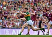 24 July 2022; Jack Glynn of Galway scores a point despite the attempts of Jack Barry of Kerry during the GAA Football All-Ireland Senior Championship Final match between Kerry and Galway at Croke Park in Dublin. Photo by Brendan Moran/Sportsfile