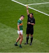 24 July 2022; Referee Seán Hurson shows David Clifford of Kerry a yellow card during the GAA Football All-Ireland Senior Championship Final match between Kerry and Galway at Croke Park in Dublin. Photo by Daire Brennan/Sportsfile
