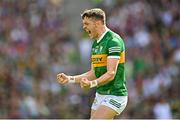 24 July 2022; David Clifford of Kerry celebrates after kicking a point during the GAA Football All-Ireland Senior Championship Final match between Kerry and Galway at Croke Park in Dublin. Photo by Ramsey Cardy/Sportsfile