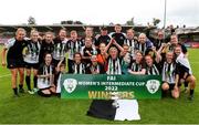 24 July 2022; Whitehall Rangers players and management celebrate after the FAI Women’s Intermediate Cup Final 2022 match between Douglas Hall LFC and Whitehall Rangers at Turners Cross in Cork. Photo by Michael P Ryan/Sportsfile