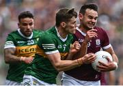24 July 2022; Cillian McDaid of Galway is tackled by Gavin White of Kerry during the GAA Football All-Ireland Senior Championship Final match between Kerry and Galway at Croke Park in Dublin. Photo by David Fitzgerald/Sportsfile