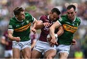 24 July 2022; Cillian McDaid of Galway is tackled by Gavin White, left, and Jack Barry of Kerry during the GAA Football All-Ireland Senior Championship Final match between Kerry and Galway at Croke Park in Dublin. Photo by David Fitzgerald/Sportsfile