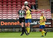 24 July 2022; Helen Cooney of Whitehall Rangers in action against Aoibhe Noonan of Douglas Hall during the FAI Women’s Intermediate Cup Final 2022 match between Douglas Hall LFC and Whitehall Rangers at Turners Cross in Cork. Photo by Michael P Ryan/Sportsfile