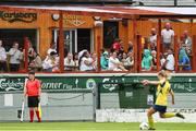 24 July 2022; Supporters look on from the Corner Flag Bar during the FAI Women’s Intermediate Cup Final 2022 match between Douglas Hall LFC and Whitehall Rangers at Turners Cross in Cork. Photo by Michael P Ryan/Sportsfile