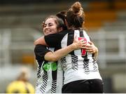 24 July 2022; Erika Browne of Whitehall Rangers, left, celebrates after scoring her side's sixth goal with team-mate Rebecca Creagh during the FAI Women’s Intermediate Cup Final 2022 match between Douglas Hall LFC and Whitehall Rangers at Turners Cross in Cork. Photo by Michael P Ryan/Sportsfile