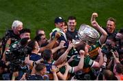 24 July 2022; Kerry manager Jack O'Connor is lifted up by his players with the Sam Maguire cup after the GAA Football All-Ireland Senior Championship Final match between Kerry and Galway at Croke Park in Dublin. Photo by Daire Brennan/Sportsfile
