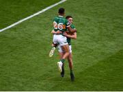 24 July 2022; Stefan Okunbor, left, and Joe O'Connor of Kerry celebrate after the GAA Football All-Ireland Senior Championship Final match between Kerry and Galway at Croke Park in Dublin. Photo by Daire Brennan/Sportsfile